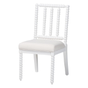 bali & pari Deya Bobbin Dining Chair - Wood Side Chair with Upholstered Seat and Spindle Backrest, White